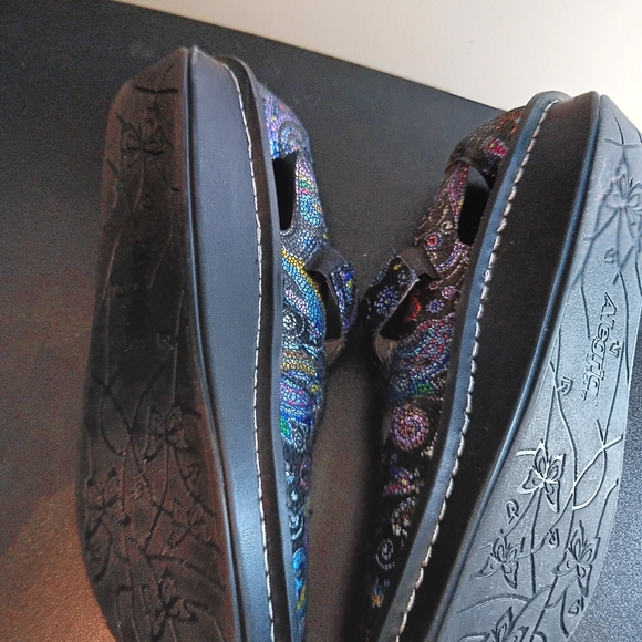 Alegria Women's Black Sandals with Colorful Pattern - Picture 4 of 6